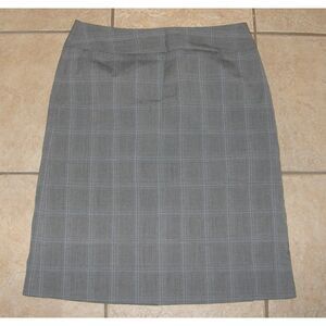Dark Gray Glen Plaid Sz 8 Church Office Side Zip Knee Length Lined Skirt GEORGE